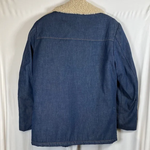 Raritan Sportswear 70s Denim Chore Coat Sherpa (faux shearling) Lining Sz 36 - Picture 11 of 12